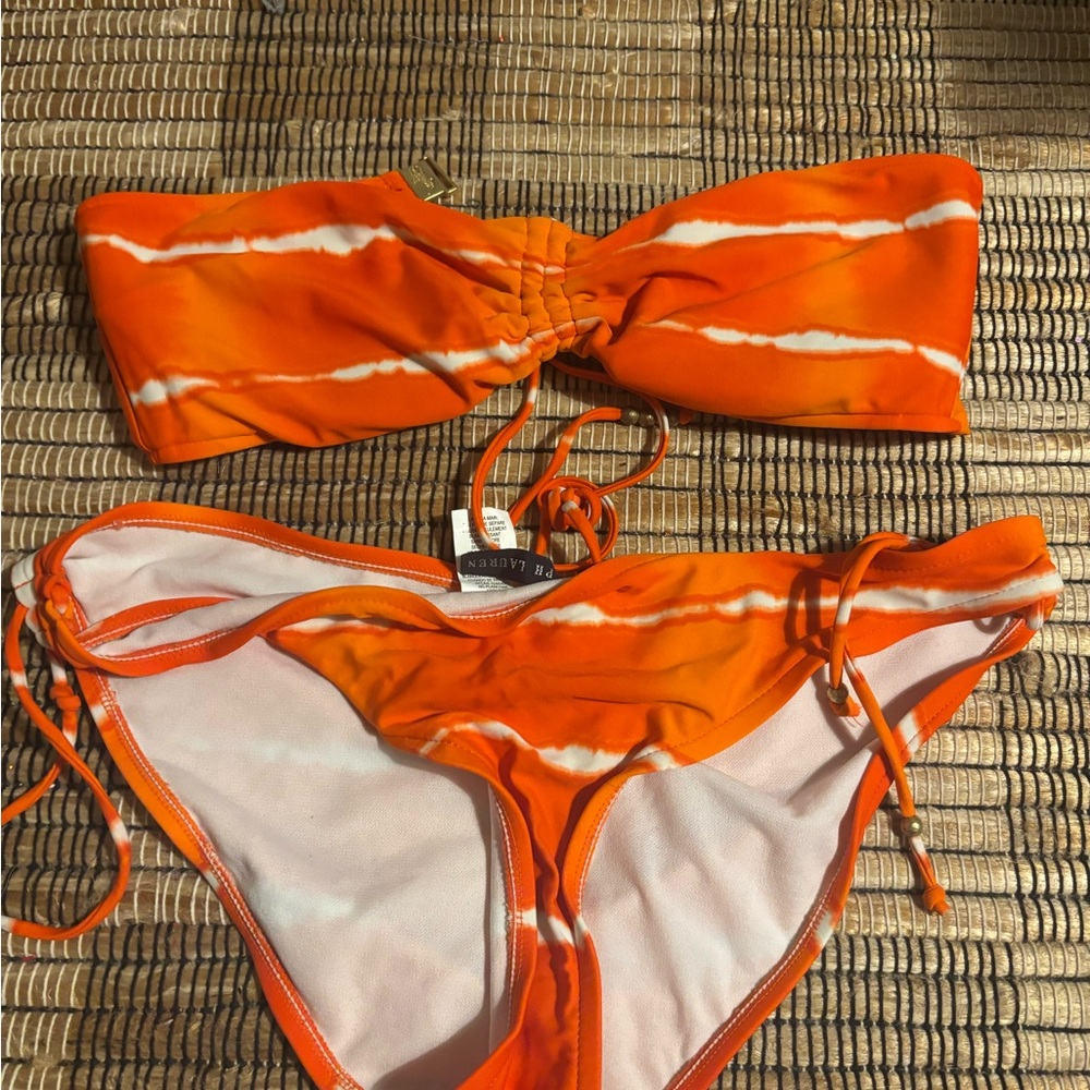 Ralph Lauren Orange Tie-Dye Bikini Set size L